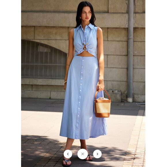 Commense Metal Decor Cutout Dress Sz L - Picture 6 of 8